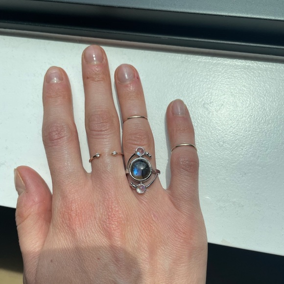 Etsy Natural Labradorite and Moonstone Sterling Silver Ring - Picture 8 of 9